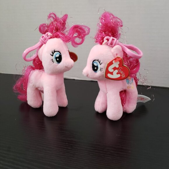 3 pc TY Sparkle BEANIE BABIES MY LITTLE PONY PINKIE PIE Backpack Clip - Picture 2 of 12